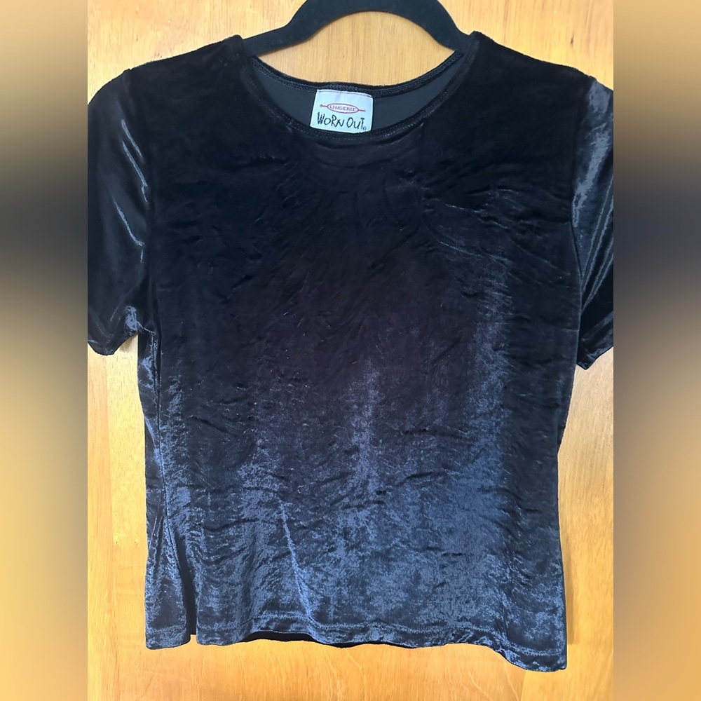 Worn Out Lingerie black crushed velvet top